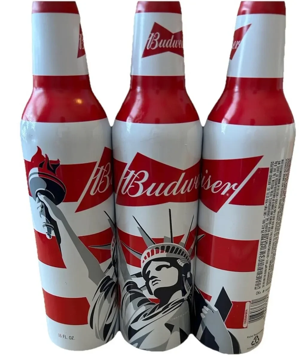 3* STATUE LIBERTY BUDWEISER BEER CANS USA NEW YORK NY Aluminum EMPTY Lot Of 3